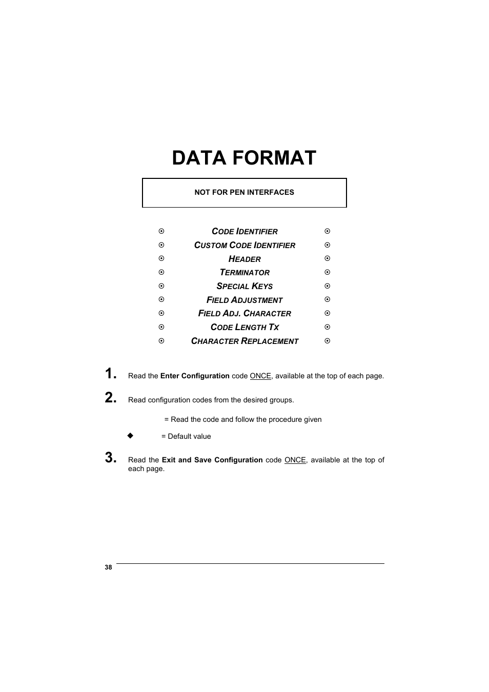 Data format | Wasp Barcode WLS8600 Product Reference Guide User Manual | Page 44 / 144