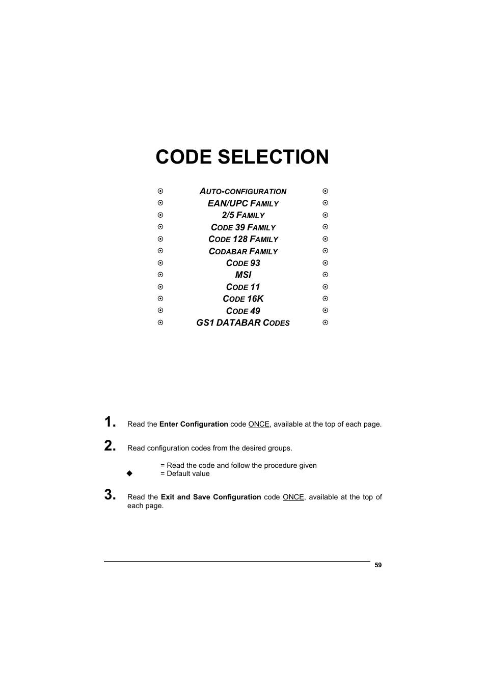 Code selection | Wasp Barcode WLS8600 Product Reference Guide User Manual | Page 65 / 144