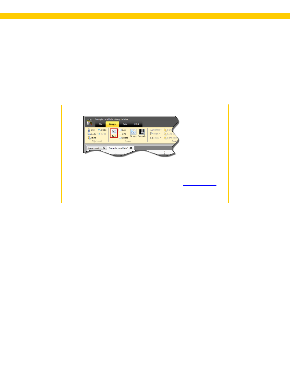 5 adding a text box, 1 steps to add a text box, Add a textbox | Insert text, Adding a textbox | Wasp Barcode WaspLabeler +2D User Manual User Manual | Page 103 / 205