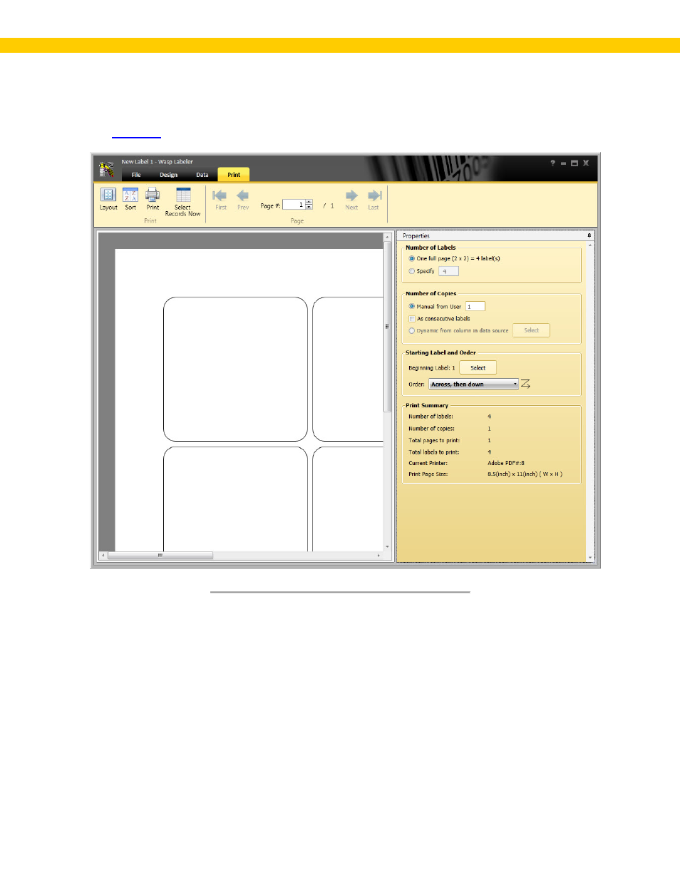 Print tab, Icon toolbar | Wasp Barcode WaspLabeler +2D User Manual User Manual | Page 13 / 205