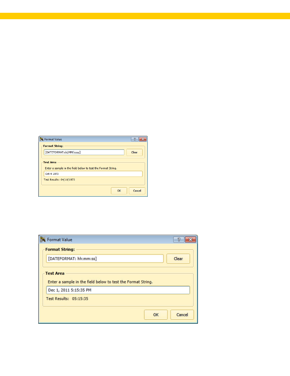 Example data and time format expressions | Wasp Barcode WaspLabeler +2D User Manual User Manual | Page 137 / 205