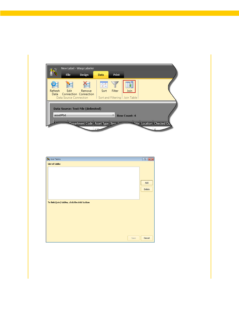 1 steps to join tables | Wasp Barcode WaspLabeler +2D User Manual User Manual | Page 173 / 205