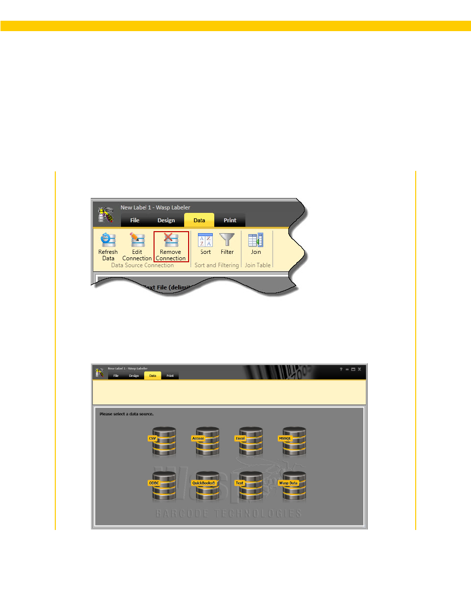 15 removing the data source connection | Wasp Barcode WaspLabeler +2D User Manual User Manual | Page 179 / 205
