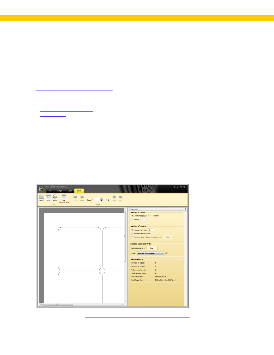 Chapter 5 - print tab, 1 print tab overview, Print tab | Wasp Barcode WaspLabeler +2D User Manual User Manual | Page 180 / 205