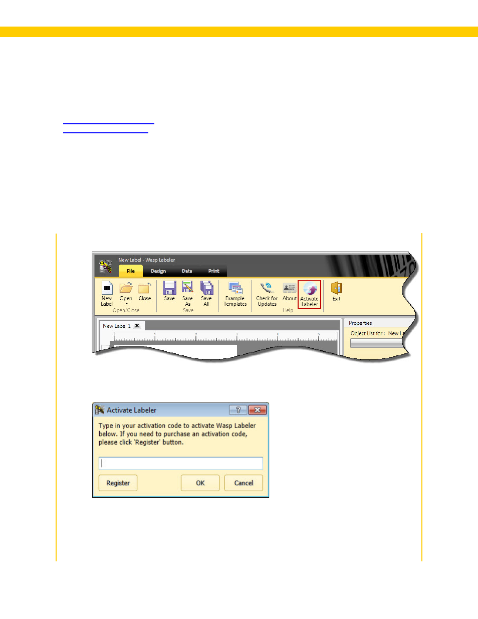 Chapter 6 - activating wasp labeler, 1 steps to activate wasp labeler, Update license | Activate labeler | Wasp Barcode WaspLabeler +2D User Manual User Manual | Page 197 / 205