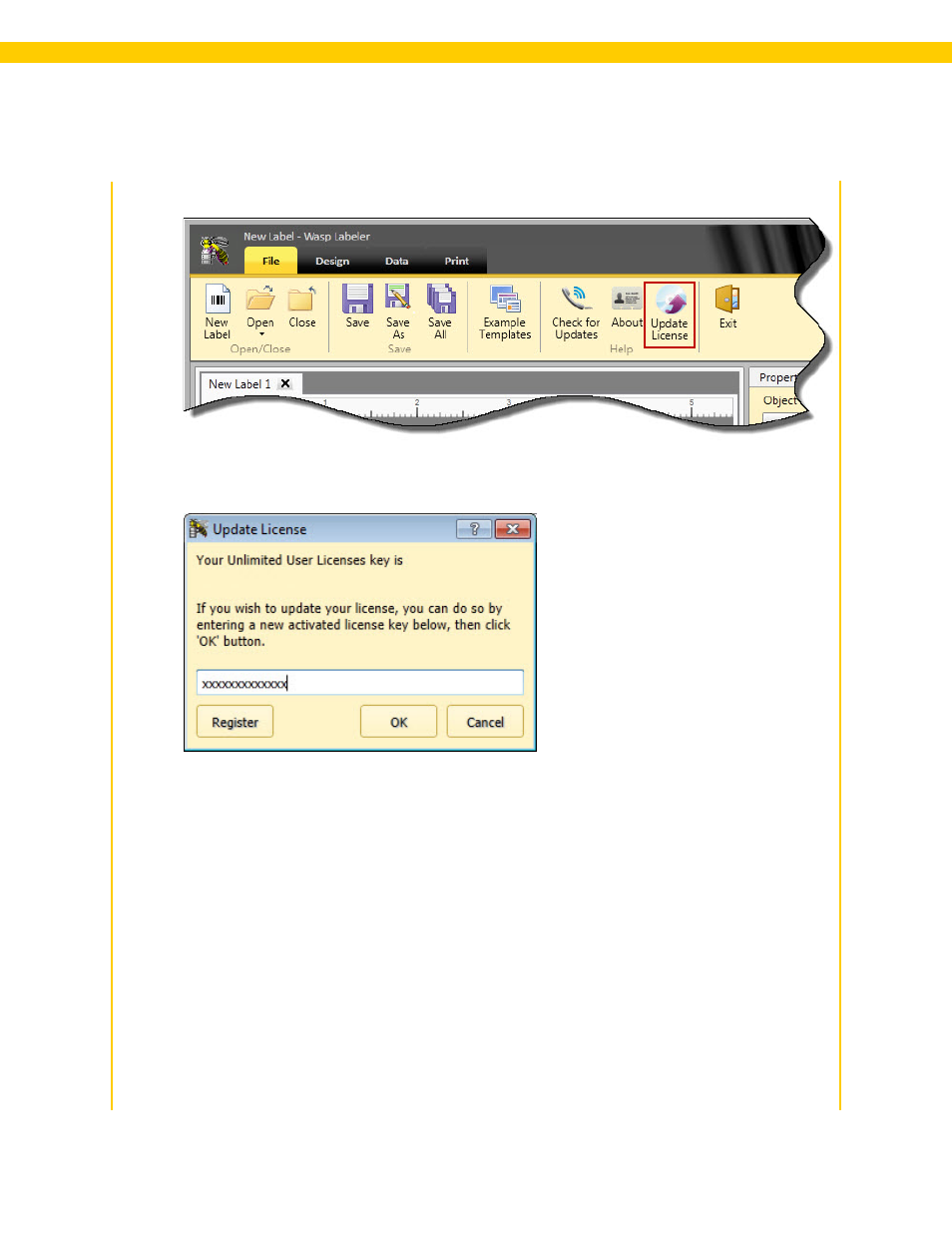 2 updating your license, Updating your license | Wasp Barcode WaspLabeler +2D User Manual User Manual | Page 199 / 205