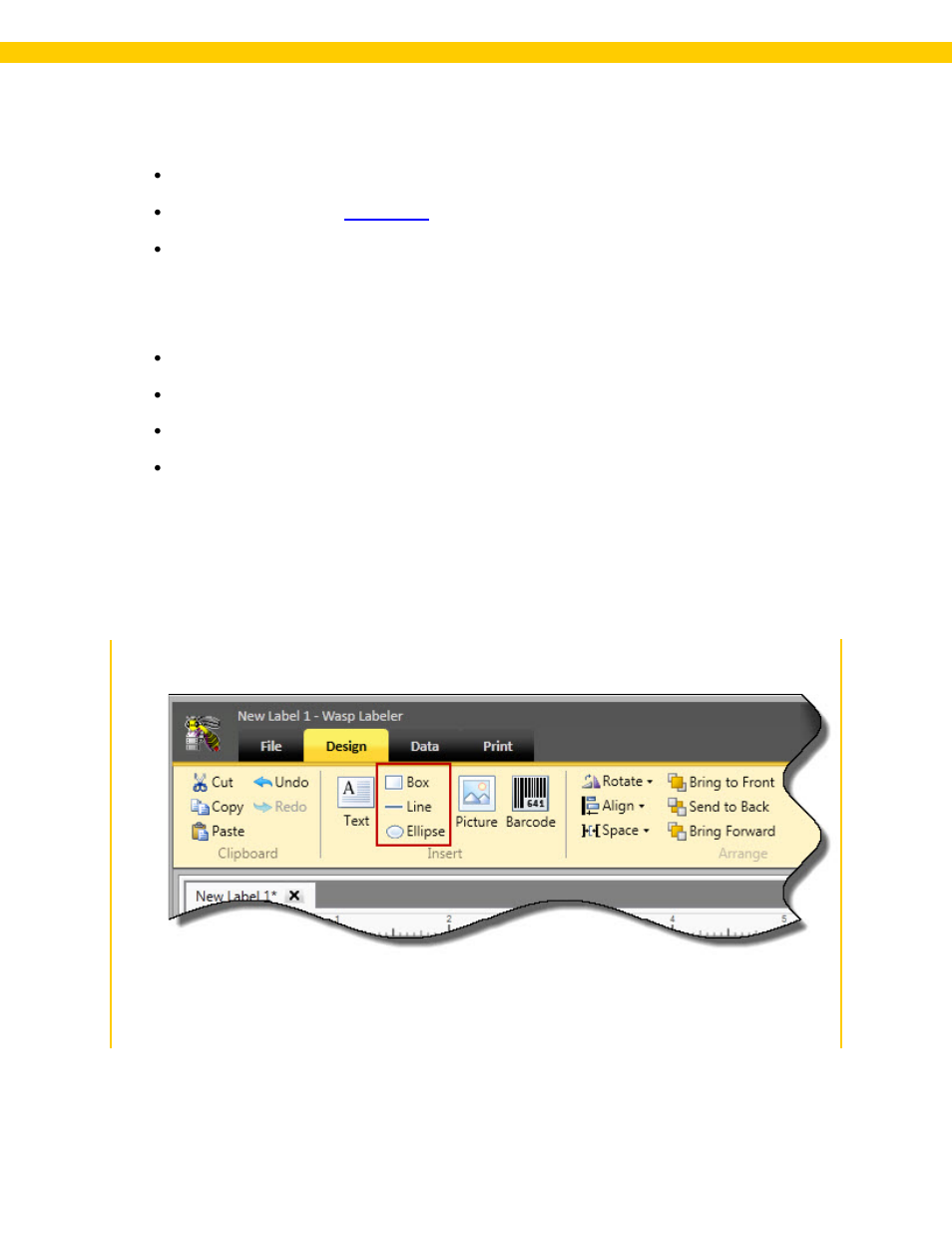 2 adding a drawing object, View, Insert drawing object | Adding a drawing object | Wasp Barcode WaspLabeler +2D User Manual User Manual | Page 63 / 205