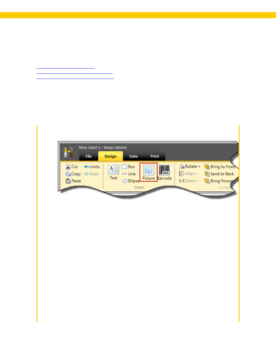 3 adding a picture, 1 steps to add a picture to a label | Wasp Barcode WaspLabeler +2D User Manual User Manual | Page 67 / 205
