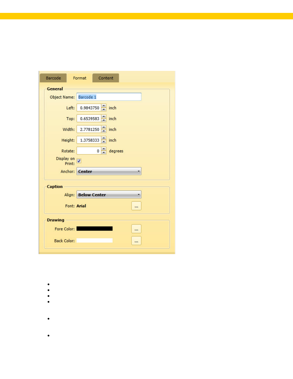 Format tab, Barcode properties box - format | Wasp Barcode WaspLabeler +2D User Manual User Manual | Page 77 / 205