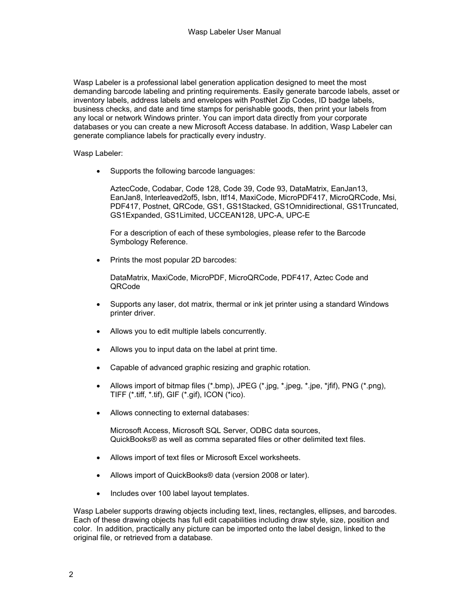 2 getting started - wasp labeler capabilities | Wasp Barcode WaspLabeler +2D Getting Started User Manual | Page 3 / 51