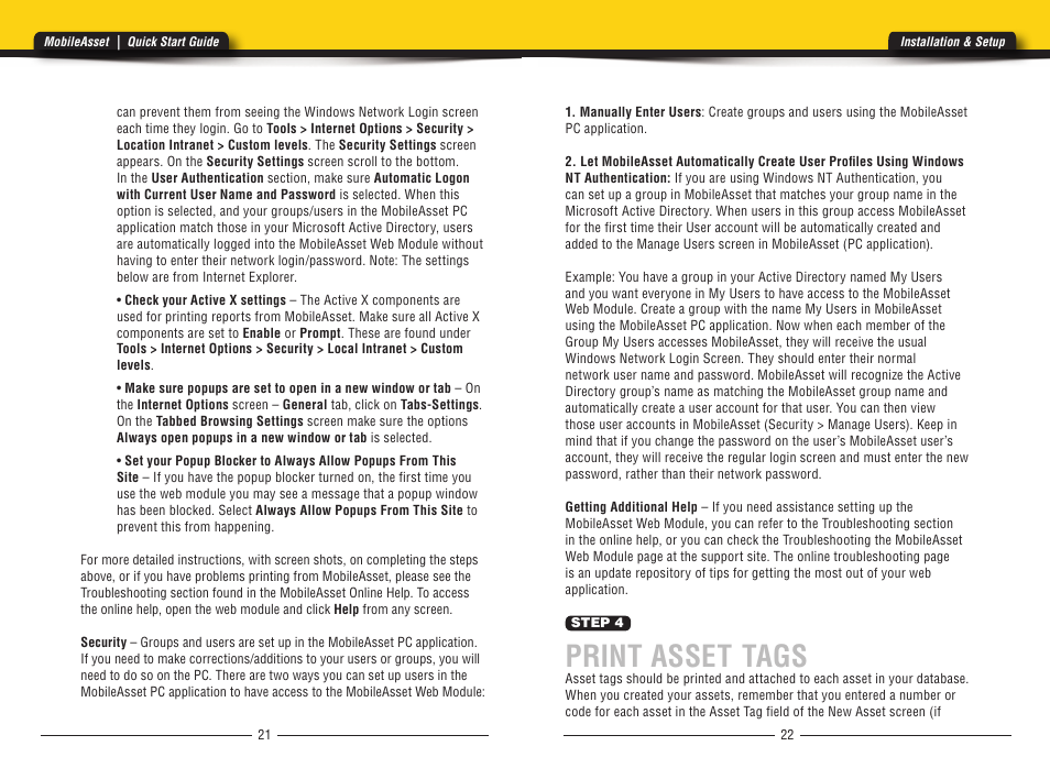 Print asset tags | Wasp Barcode MobileAsset User Manual | Page 13 / 21