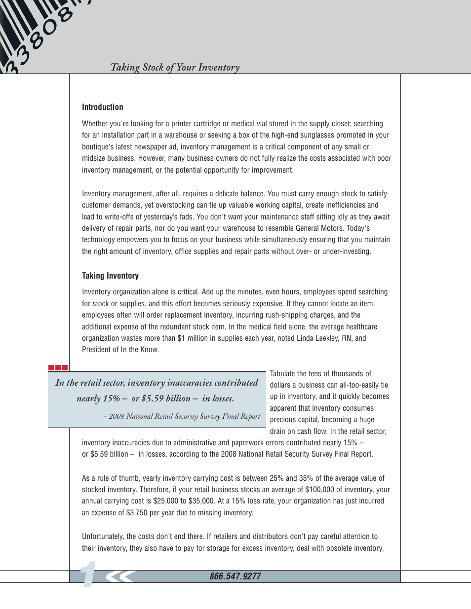 Inventorycontrolwhitepaper0810_2, Taking stock of your inventory | Wasp Barcode Inventory Management White Paper User Manual | Page 2 / 8