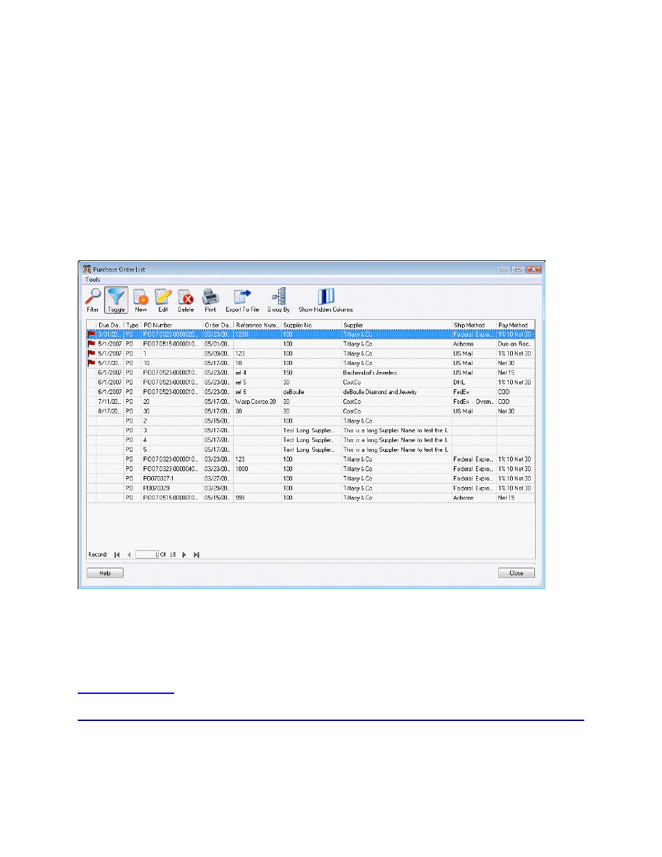 4 purchase order list example | Wasp Barcode Inventory Control User Manual | Page 208 / 518