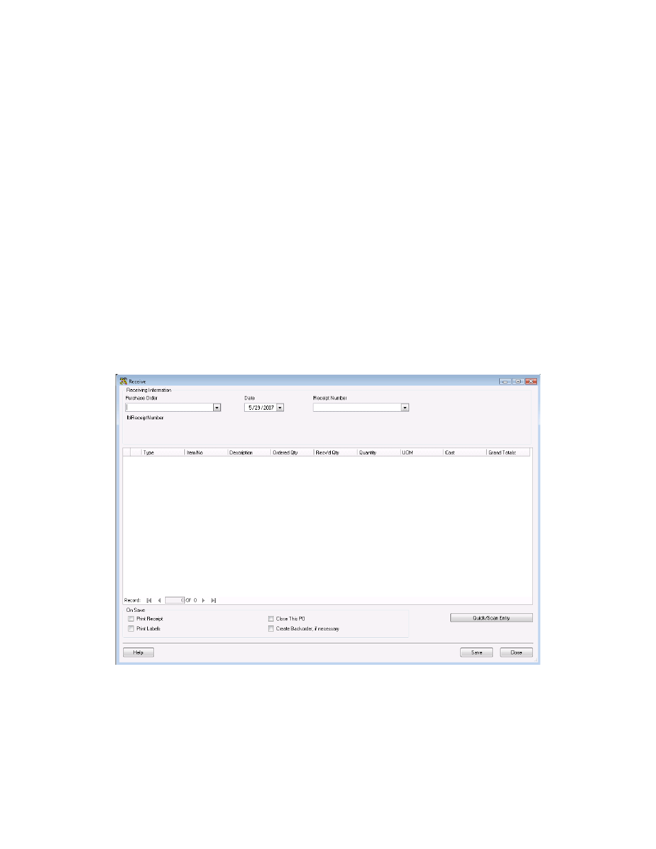 5 receiving inventory from purchase orders, Receiving inventory | Wasp Barcode Inventory Control User Manual | Page 209 / 518