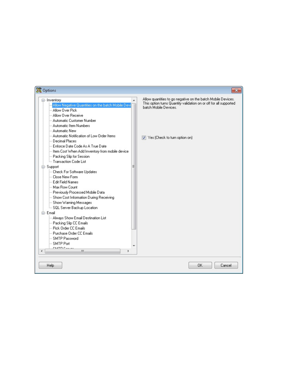 1 accessing the options screen | Wasp Barcode Inventory Control User Manual | Page 255 / 518