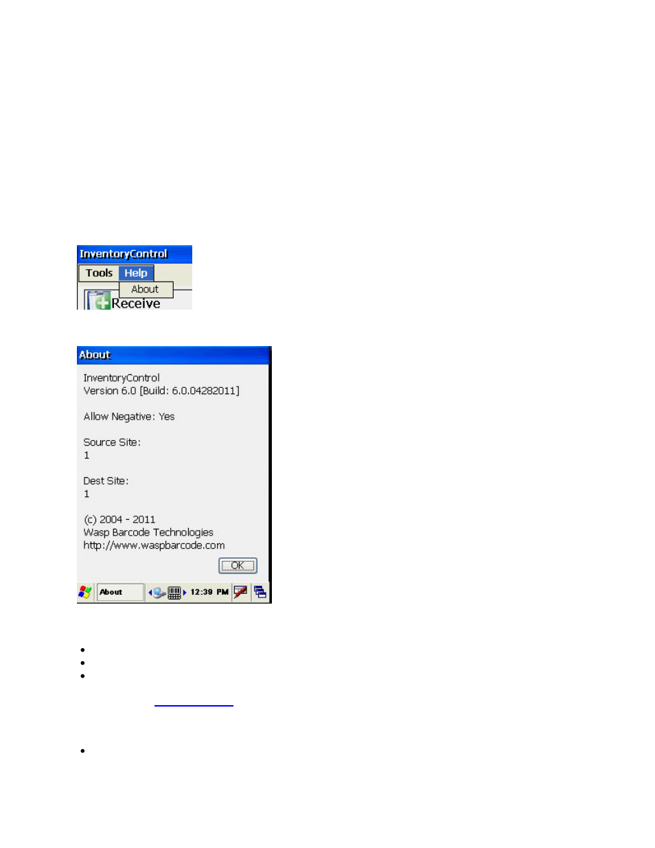 11 using inventorycontrol and inventorycontrol rf, 1 windows mobile device - about screen | Wasp Barcode Inventory Control User Manual | Page 451 / 518
