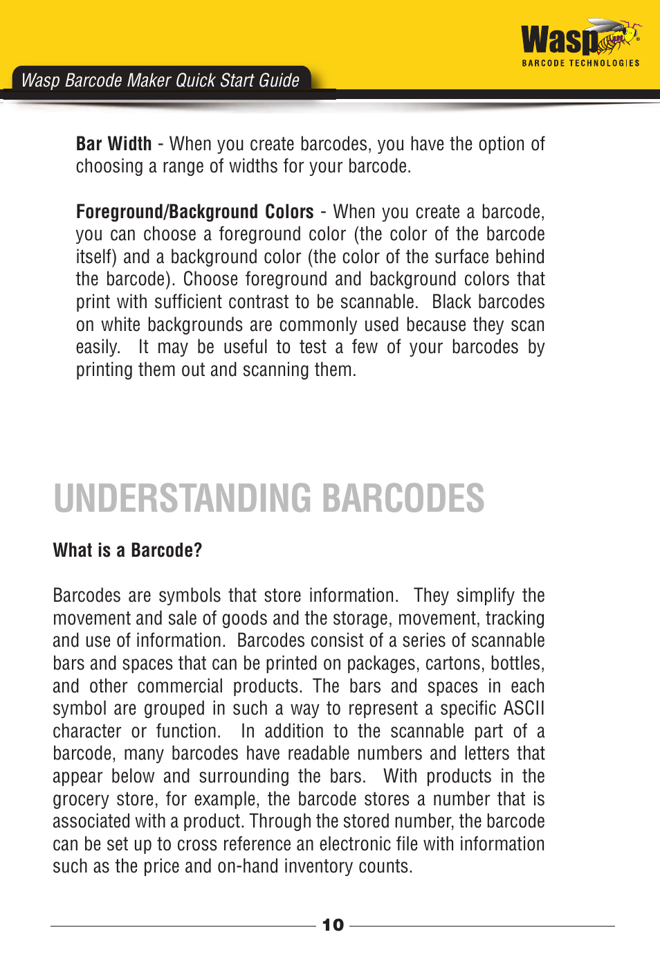 Understanding barcodes, Wasp barcode maker quick start guide | Wasp Barcode Maker User Manual | Page 11 / 22