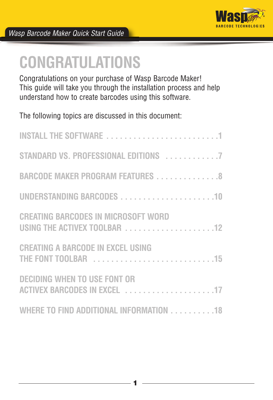Wasp barcode maker quick start guide | Wasp Barcode Maker User Manual | Page 2 / 22