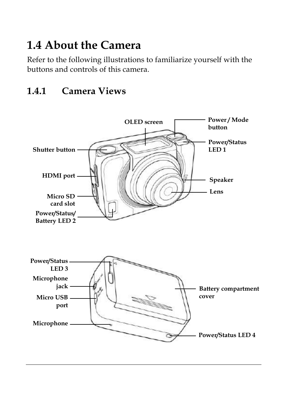 4 about the camera, 1 camera views | WASPcam GIDEON HD Action Camera User Manual | Page 15 / 69