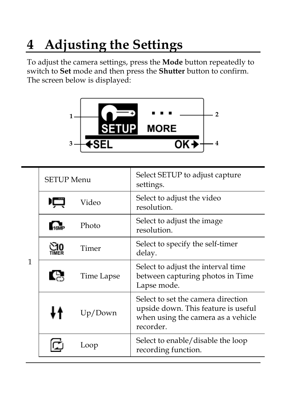 4adjusting the settings | WASPcam GIDEON HD Action Camera User Manual | Page 32 / 69