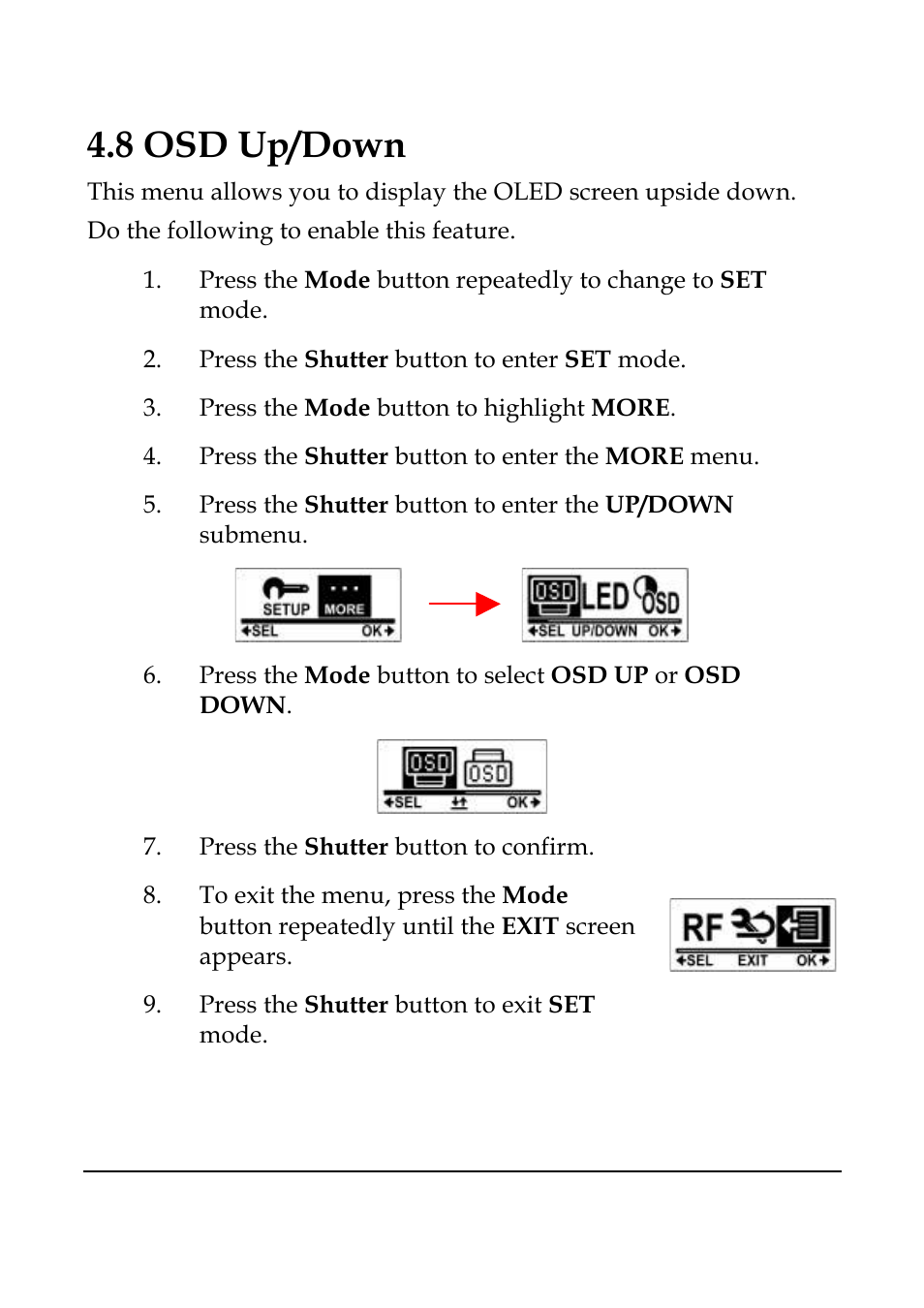 8 osd up/down | WASPcam GIDEON HD Action Camera User Manual | Page 48 / 69