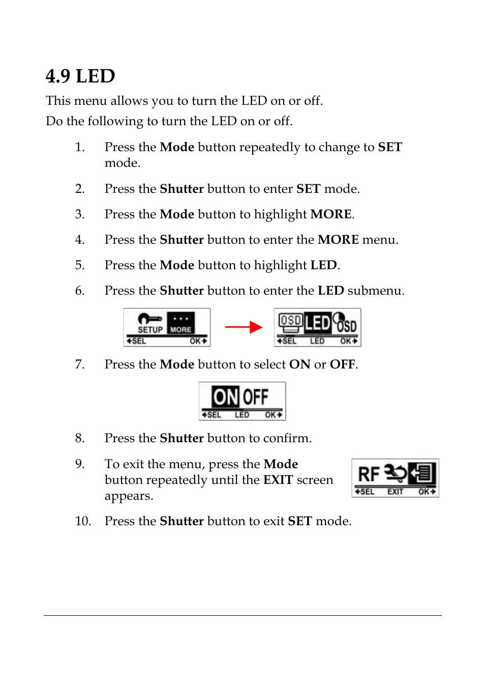 9 led | WASPcam GIDEON HD Action Camera User Manual | Page 49 / 69