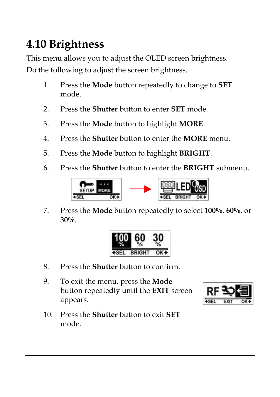 10 brightness | WASPcam GIDEON HD Action Camera User Manual | Page 50 / 69