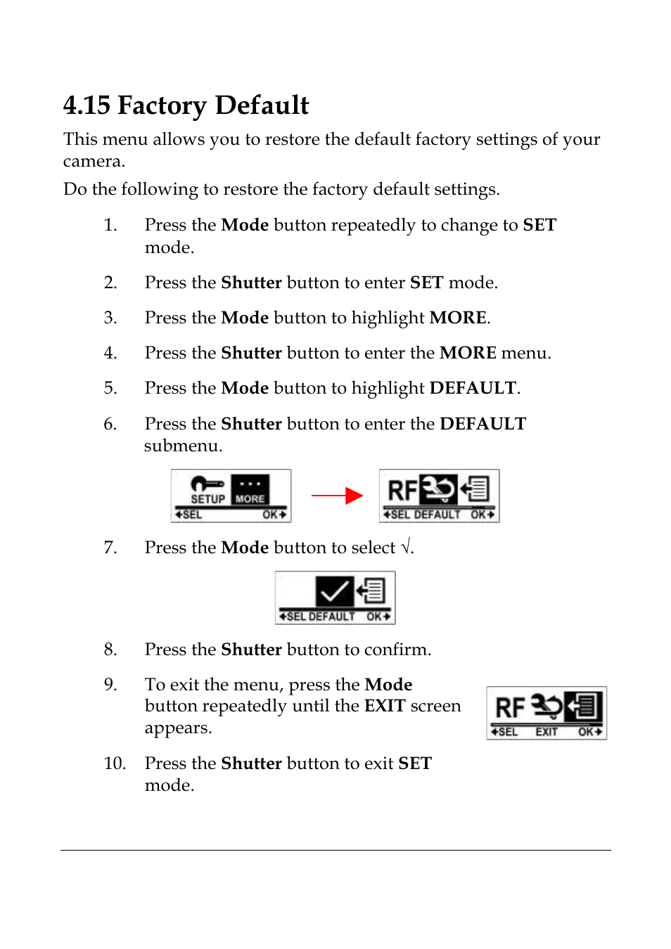 15 factory default | WASPcam GIDEON HD Action Camera User Manual | Page 57 / 69