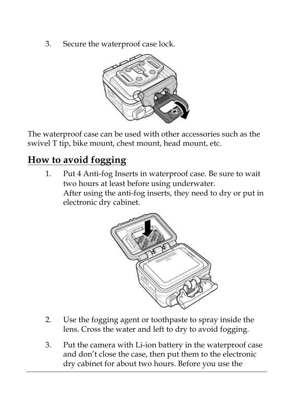 How to avoid fogging | WASPcam GIDEON HD Action Camera User Manual | Page 59 / 69