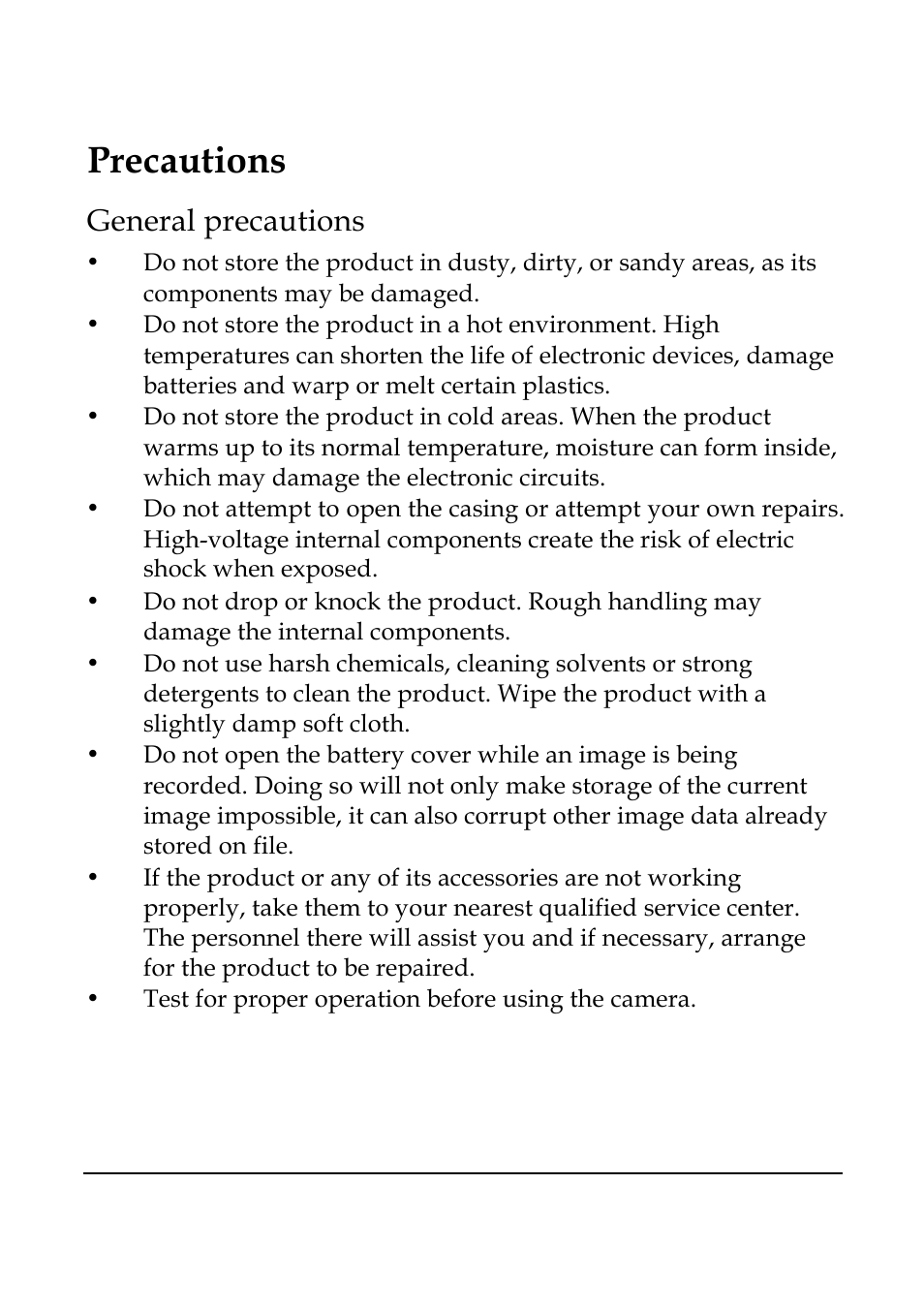 Precautions, General precautions | WASPcam GIDEON HD Action Camera User Manual | Page 6 / 69