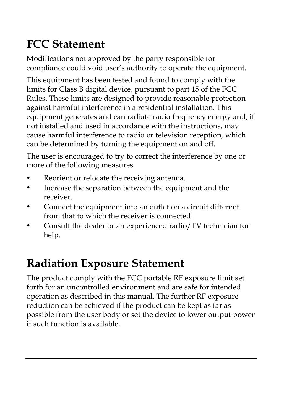 Fcc statement, Radiation exposure statement | WASPcam GIDEON HD Action Camera User Manual | Page 68 / 69