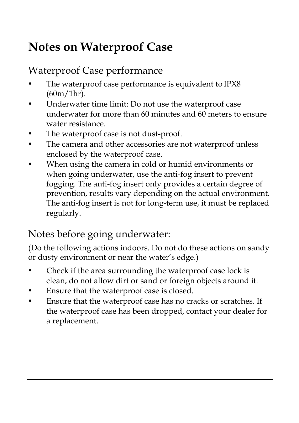 Waterproof case performance | WASPcam GIDEON HD Action Camera User Manual | Page 8 / 69