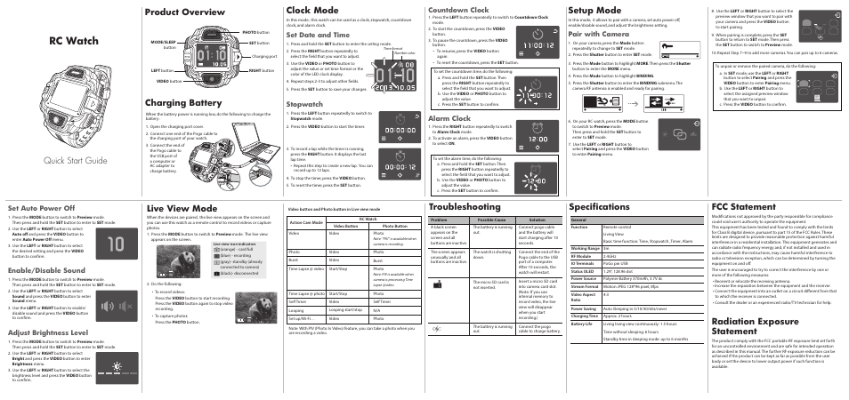 WASPcam RC Watch User Manual | 1 page