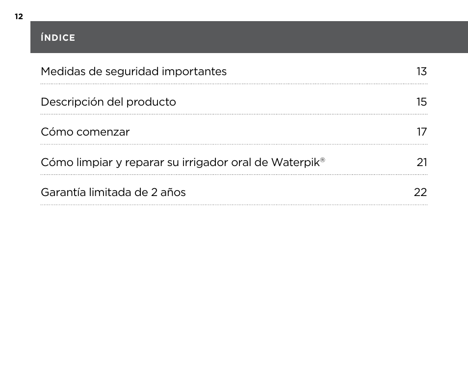 Waterpik WP-260 Owners Manual User Manual | Page 12 / 24