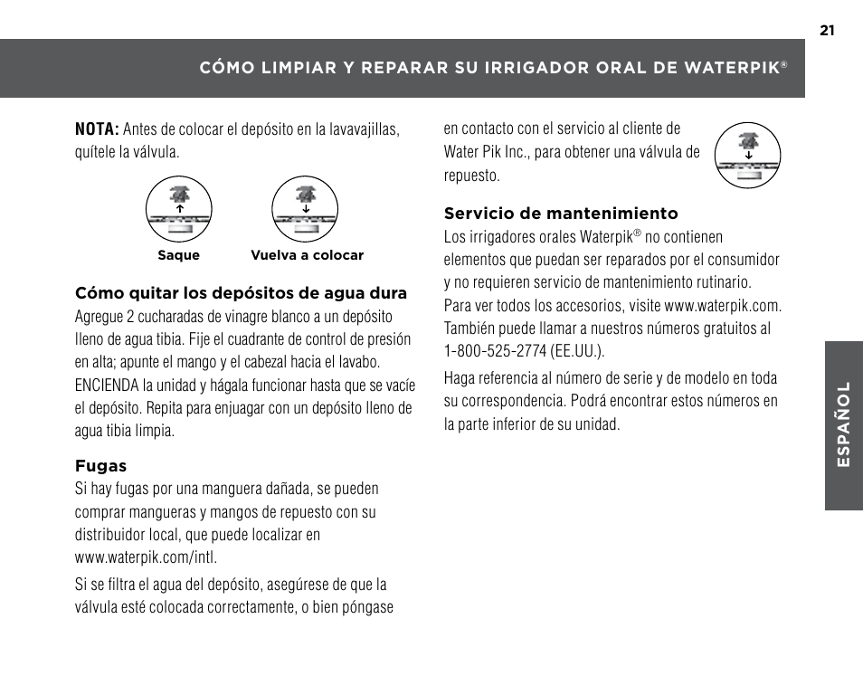 Waterpik WP-260 Owners Manual User Manual | Page 21 / 24
