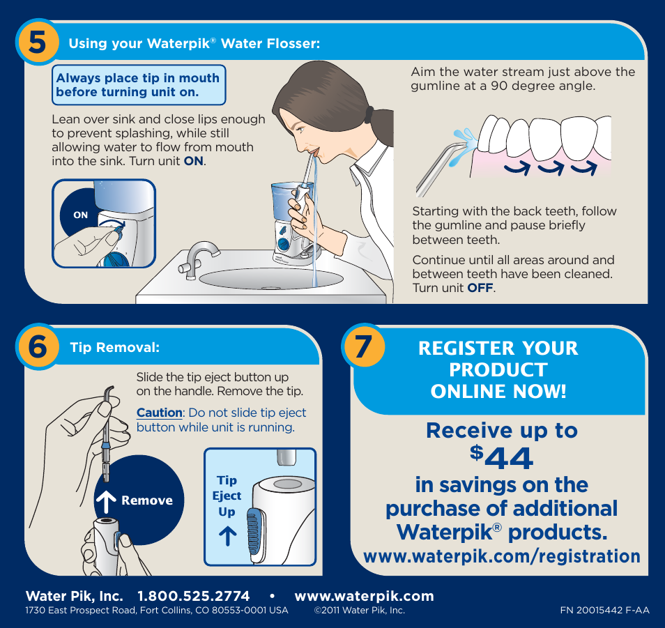 Receive up to, Products, Register your product online now | Waterpik WP-300 Quick Start User Manual | Page 2 / 2