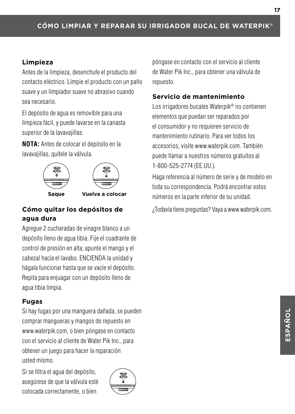 Waterpik WP-100 Owners Manual User Manual | Page 17 / 19