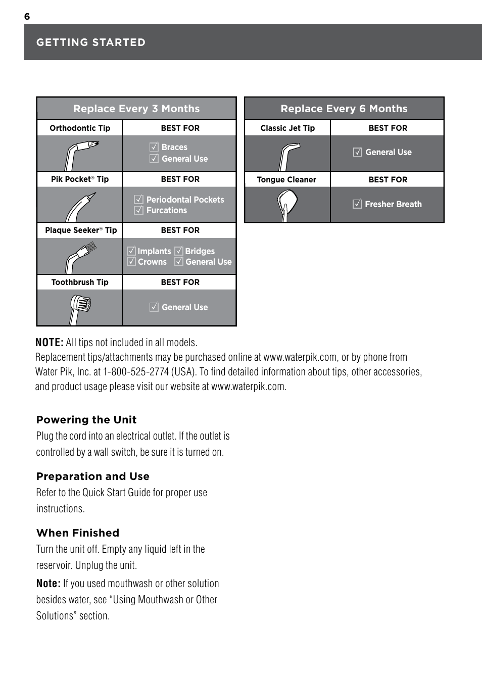 Waterpik WP-100 Owners Manual User Manual | Page 6 / 19