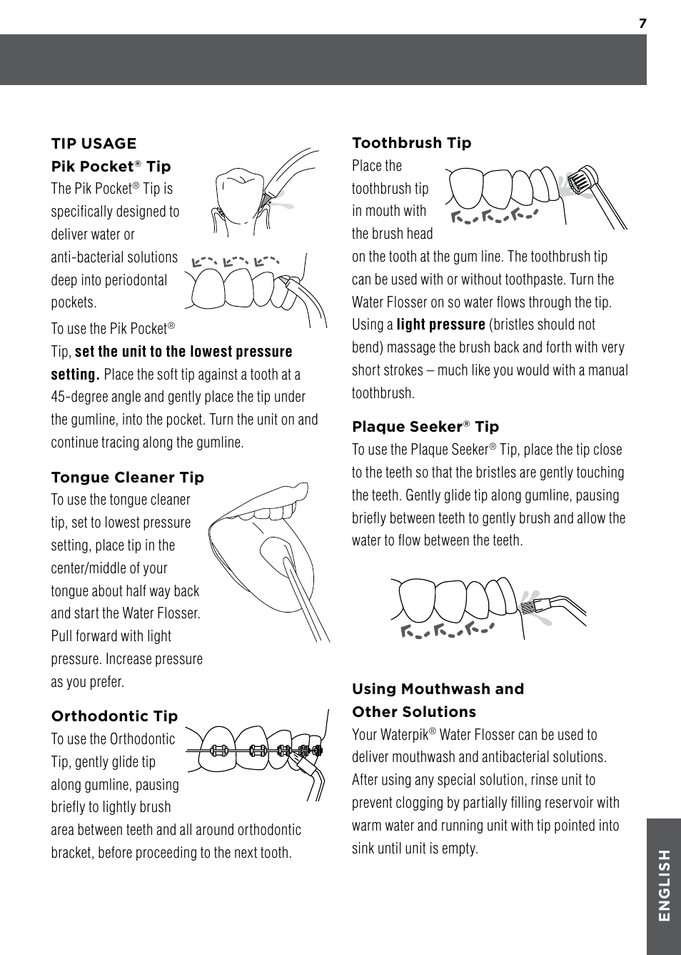 Waterpik WP-100 Owners Manual User Manual | Page 7 / 19