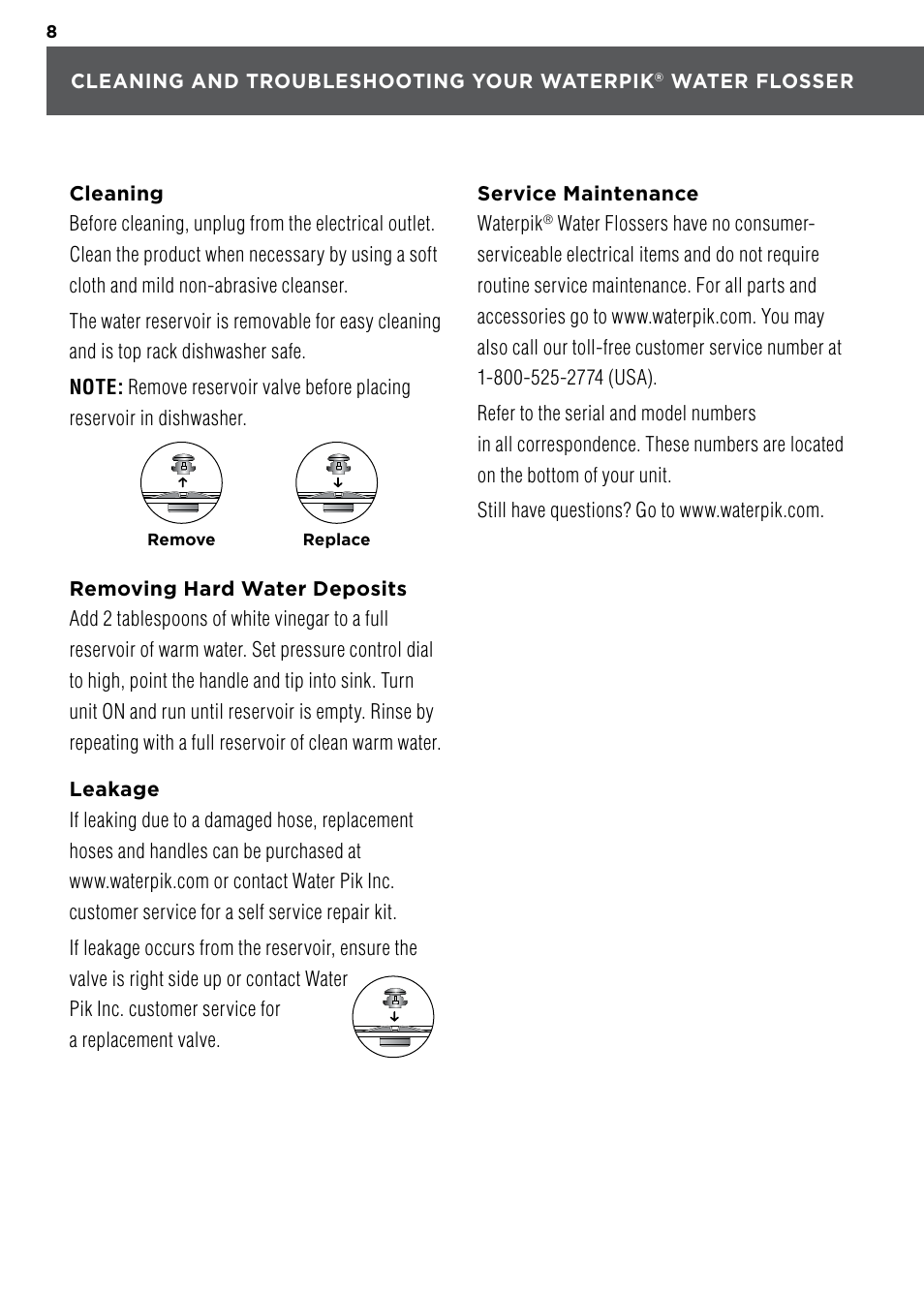 Waterpik WP-100 Owners Manual User Manual | Page 8 / 19