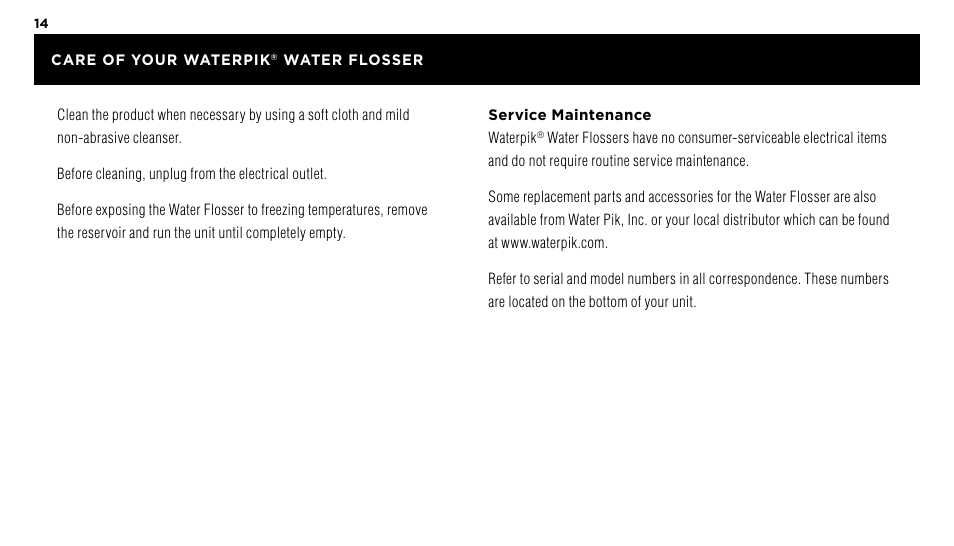 Waterpik WP-60 Owners Manual User Manual | Page 14 / 45