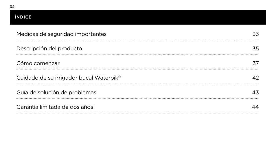 Waterpik WP-60 Owners Manual User Manual | Page 32 / 45