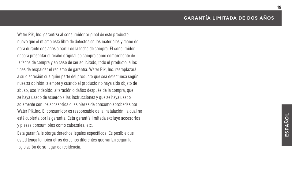 Waterpik WP-450 Owners Manual User Manual | Page 19 / 20