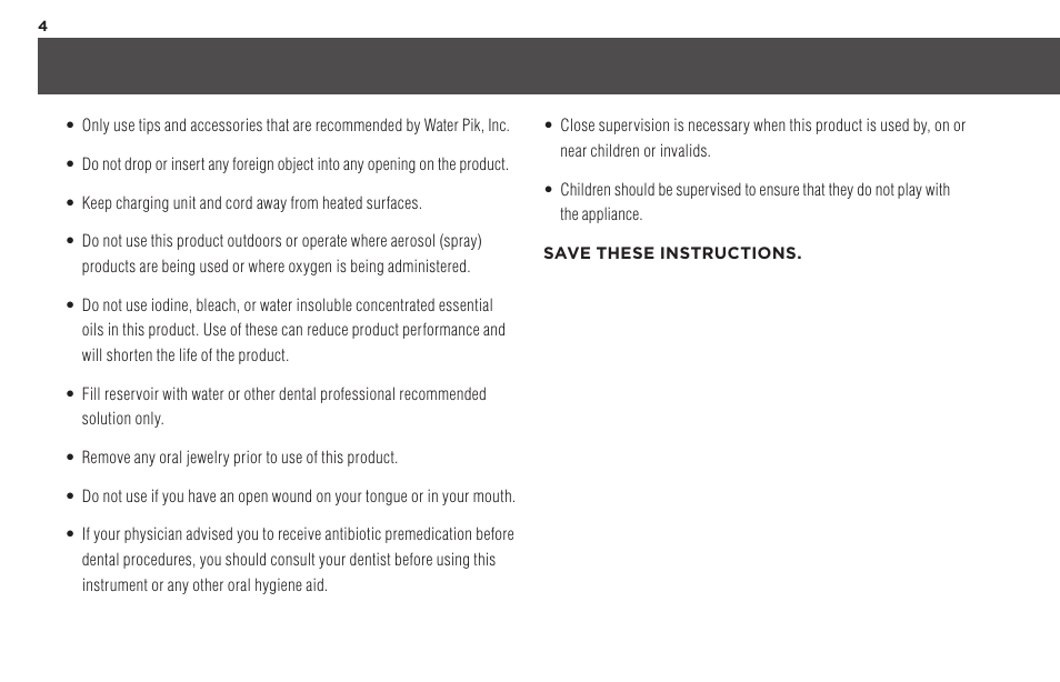 Waterpik WP-450 Owners Manual User Manual | Page 4 / 20