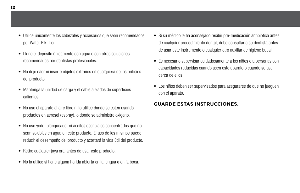 Waterpik WP-360 Owners Manual User Manual | Page 12 / 20