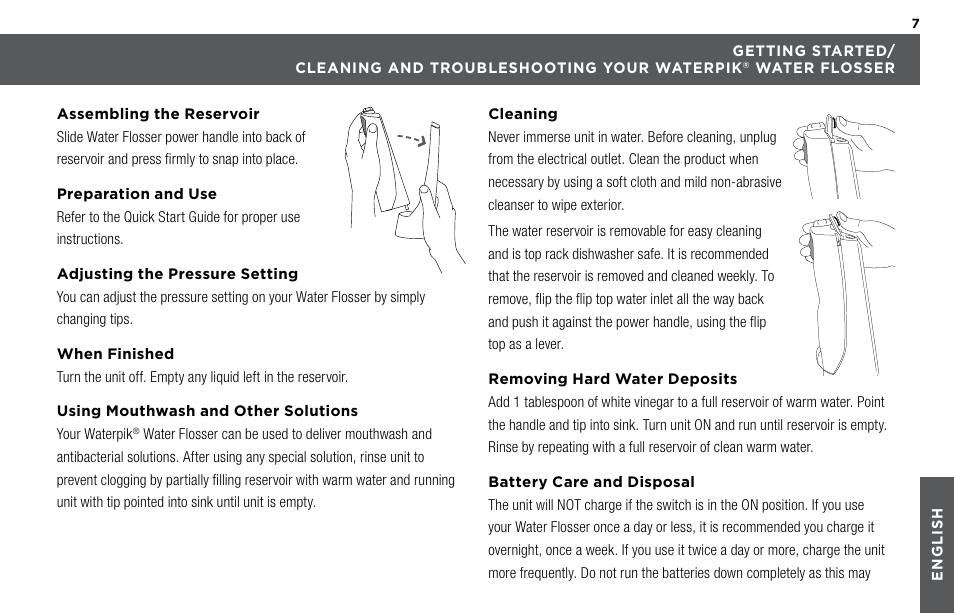 Waterpik WP-360 Owners Manual User Manual | Page 7 / 20