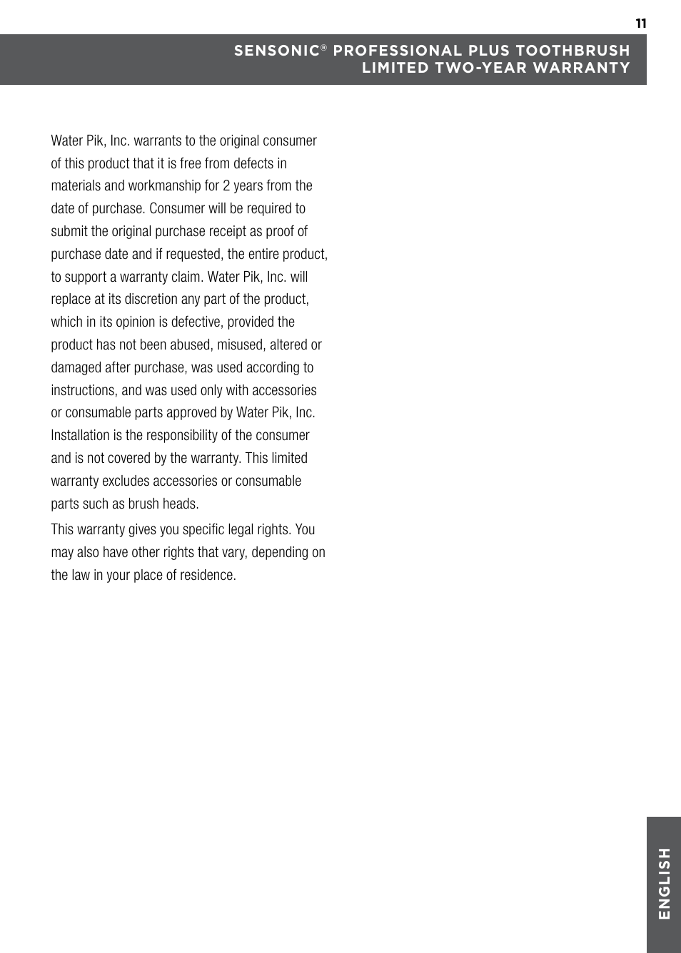 Waterpik WP-900 Owners Manual User Manual | Page 11 / 24