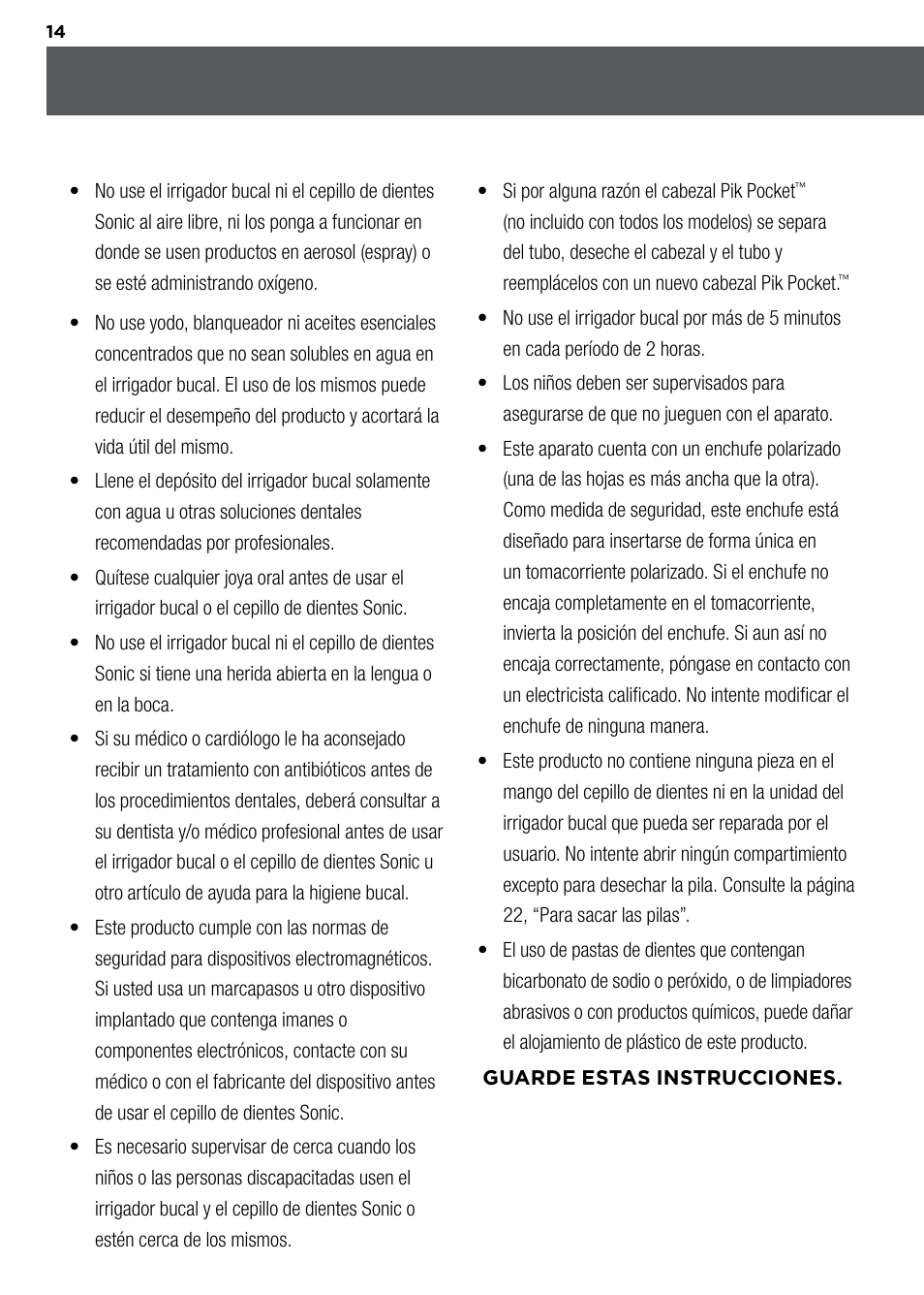 Waterpik WP-900 Owners Manual User Manual | Page 14 / 24