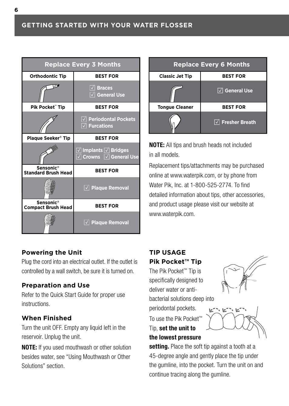 Waterpik WP-900 Owners Manual User Manual | Page 6 / 24