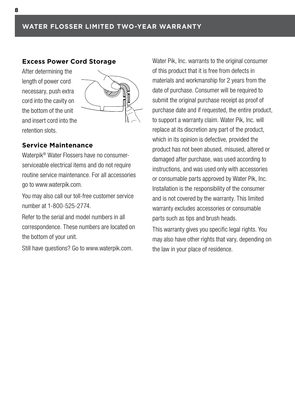 Waterpik WP-900 Owners Manual User Manual | Page 8 / 24